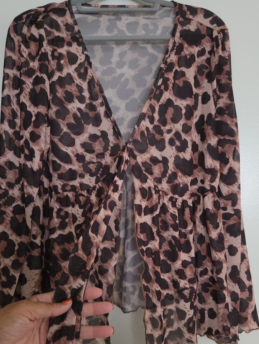 Animal Print Top in Beige & Black Like New